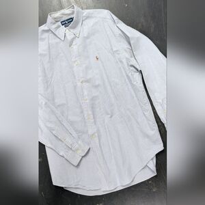 Ralph Lauren Mens Yarmouth Oxford Cotton XL 17-35 Striped Button Down Long Sleev